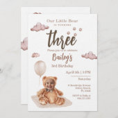 Little Bear Any Age Birthday Photo Invitation 招待状 (正面/裏面)