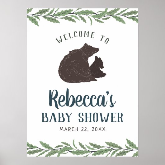 Little Bear Baby 素朴 Showerウェルカムサイン ポスター (正面)