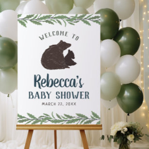 Little Bear Baby 素朴 Showerウェルカムサイン ポスター