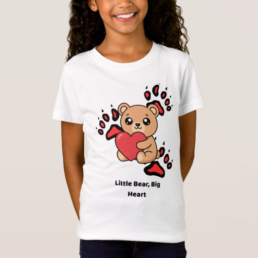 Little Bear, Big Heart – Cute Kids Teddy Bear T-Sh Tシャツ (正面)