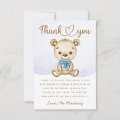 Little bear boy baby showerサンキューカード カード (正面)