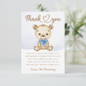 Little bear boy baby showerサンキューカード カード (スタンド正面)