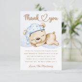 Little bear boy baby showerサンキューカード カード (スタンド正面)