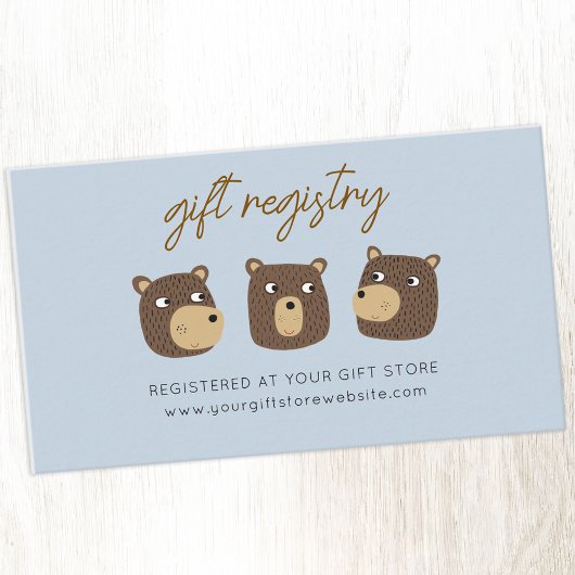 Little Bear Cub Baby Shower Gift Registry Website エンクロージャーカード