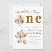 Little Bear First Birthday Photo Party Invitation 招待状 (正面)