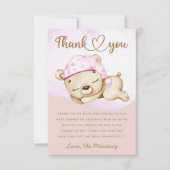 Little bear girl baby showerサンキューカード カード (正面)