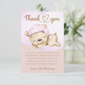 Little bear girl baby showerサンキューカード カード (スタンド正面)