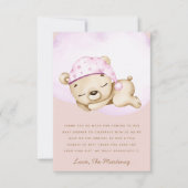 Little bear girl baby showerサンキューカード カード (正面)