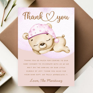 Little bear girl baby showerサンキューカード カード