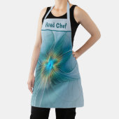 Little Beauty Modern Blue Gold Fractal Art Flower エプロン (インサイチュ)