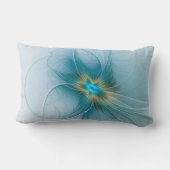 Little Beauty Modern Blue Gold Fractal Art Flower ランバークッション (裏面)