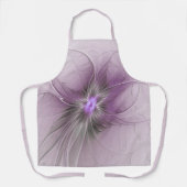 Little Beauty Modern Mauve Gray Fractal Art Flower エプロン (正面)