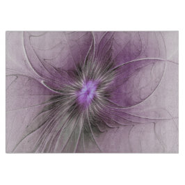 Little Beauty Modern Mauve Gray Fractal Art Flower カッティングボード