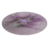 Little Beauty Modern Mauve Gray Fractal Art Flower カッティングボード (角)
