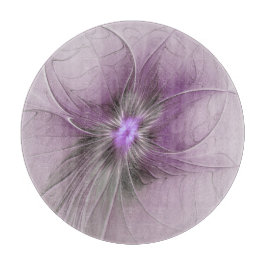 Little Beauty Modern Mauve Gray Fractal Art Flower カッティングボード
