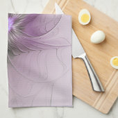 Little Beauty Modern Mauve Gray Fractal Art Flower キッチンタオル (四つ折り)