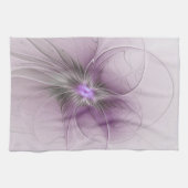 Little Beauty Modern Mauve Gray Fractal Art Flower キッチンタオル (横)