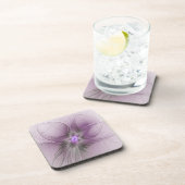 Little Beauty Modern Mauve Gray Fractal Art Flower コースター (右側)