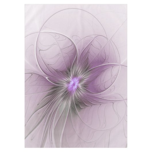 Little Beauty Modern Mauve Gray Fractal Art Flower テーブルクロス (正面)
