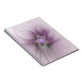 Little Beauty Modern Mauve Gray Fractal Art Flower ノートブック (右側)