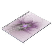 Little Beauty Modern Mauve Gray Fractal Art Flower ノートブック (左側)