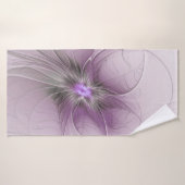 Little Beauty Modern Mauve Gray Fractal Art Flower バスタオル (バスタオル)