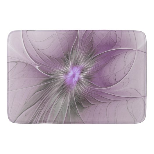 Little Beauty Modern Mauve Gray Fractal Art Flower バスマット (正面)