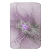 Little Beauty Modern Mauve Gray Fractal Art Flower バスマット (正面縦)