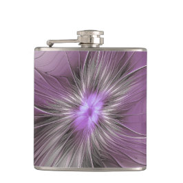 Little Beauty Modern Mauve Gray Fractal Art Flower フラスク
