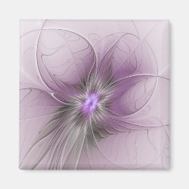 Little Beauty Modern Mauve Gray Fractal Art Flower マグネット