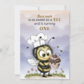 Little Bee Baby Boy First Birthday 招待状 (正面)