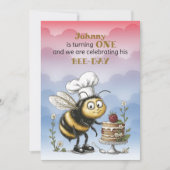 Little Bee Baby Boy First Birthday 招待状 (正面)