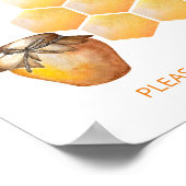 Little Bee Baby Shower Affives Sign ポスター (角)