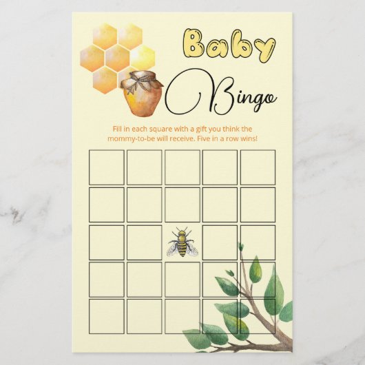 Little Bee Baby Shower Bingoゲーム (正面)