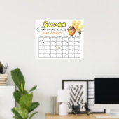 Little Bee Baby Shower Guess Due Date Calendar ポスター (ホームオフィス)