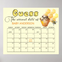 Little Bee Baby Shower Guess Due Date Calendar Pos