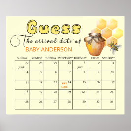 Little Bee Baby Shower Guess Due Date Calendar Pos ポスター