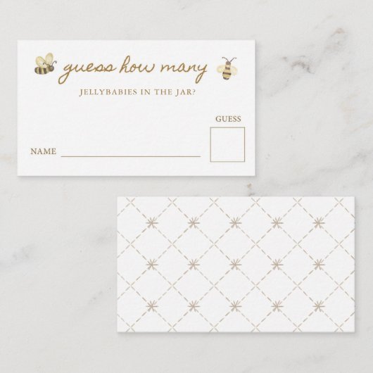Little Bee Baby Shower Guess How Many エンクロージャーカード (正面/裏面)