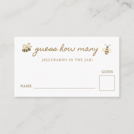 Little Bee Baby Shower Guess How Many エンクロージャーカード (正面)