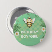 Little bee Birthday Boy/Girl personalised Badge 缶バッジ (正面&裏面)
