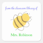 Little bee personalized bookplates for teacher スクエアシール (正面)