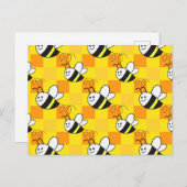 Little Bee Yellow and Orange Plaid Pattern Custom ポストカード (正面/裏面)