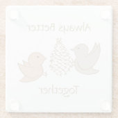 Little Beige Birdies – より良い一緒に鳥を愛する。 ガラスコースター (裏面)