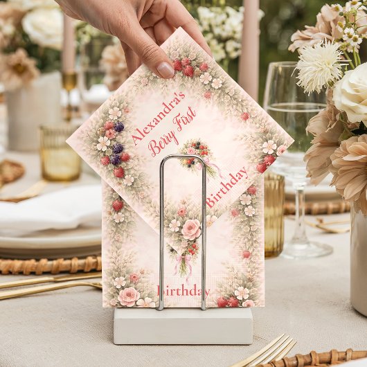 Little Berry Celebration 1st Birthday スタンダードカクテルナプキン