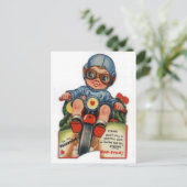 Little Biker Boy Vintage Valentine シーズンポストカード (スタンド正面)