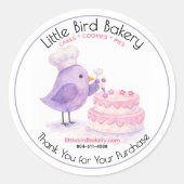 Little Bird Bakery Watercolor ケーキデコレーション ラウンドシール (正面)