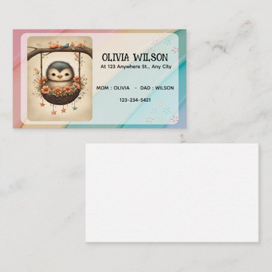 Little Bird in a Floral Swing 名刺 (正面/裏面)