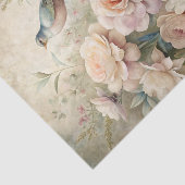 Little Bird Perched on Large Floral Bouquet 薄葉紙 (詳細)