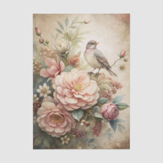 Little Bird Perched on Pretty Floral Bouquet 薄葉紙
