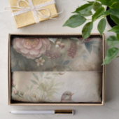 Little Bird Perched on Pretty Floral Bouquet 薄葉紙 (ギフト)